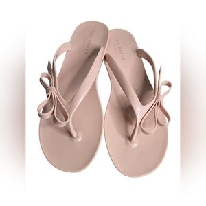 TED BAKER Glossy Jassey Bow Flop Flops Pink Size 11 Jelly Designer Luxury  Thong